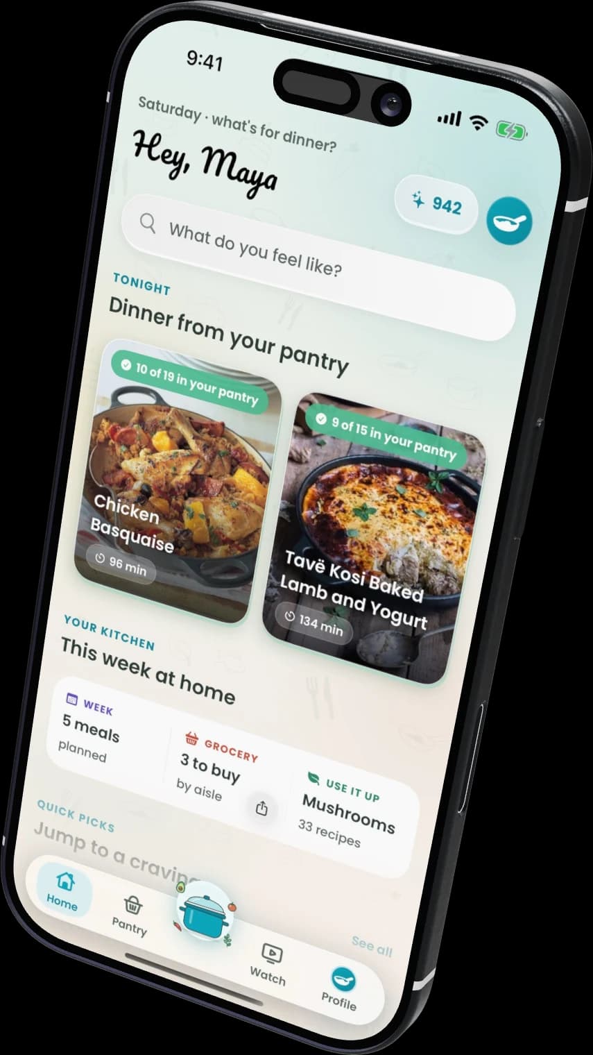 Recipe Wizard home with tonight's pantry picks