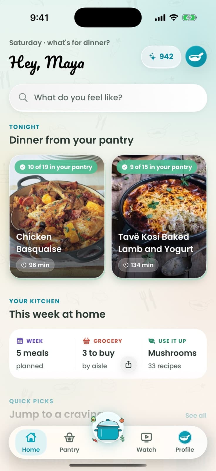 Home screen in Recipe Wizard